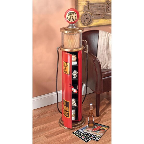Route 66 Gas Pump Floor Lamp And Collectible Cabinet